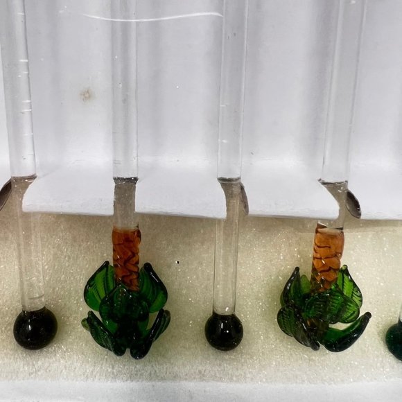 Swizzle Sticks LS Arts Venezia Art Glass Palm Trees New Old Stock 2 Sets of 6 - Picture 8 of 10